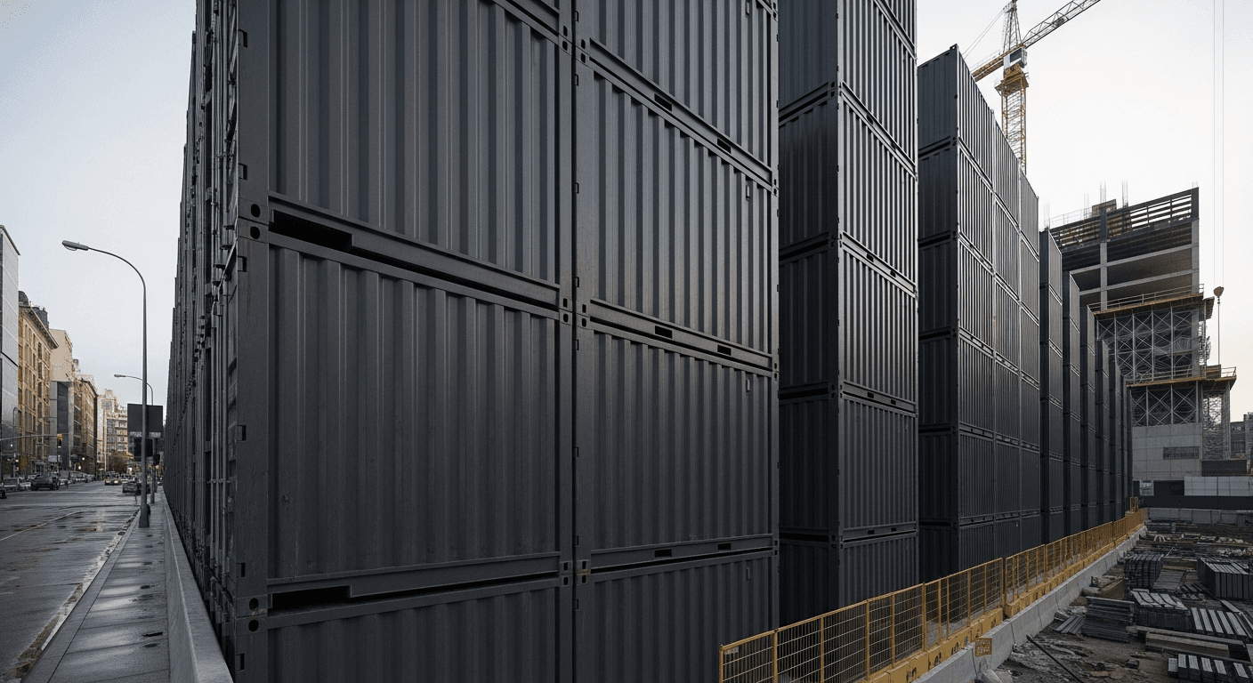 Containermur til afskærmning og støjreduktion